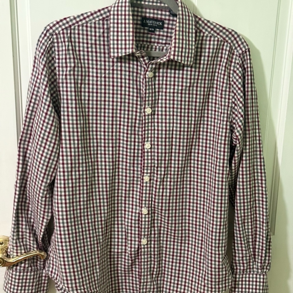 Men's Checkered Button-Down Shirt - Red and White